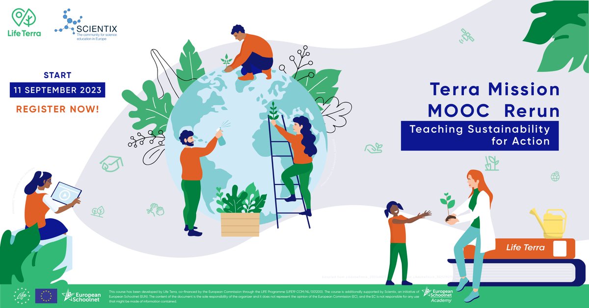 stemalliance_eu's tweet photo. One week to go! Don´t miss @LIFETerraEurope and @scientix_eu #TerraMissionMOOCRerun. You will:
👨‍🏫 Gain access to educational resources
🌱 Learn about outdoor experiences
📚 Stimulate students’ critical thinking skills
Register here: https://t.co/LGBTjQPmdr https://t.co/yA29zUVL6a