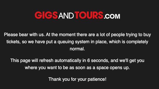 Biosphereoneai1's tweet photo. Hey @gigsandtours  Hanging out on the page from 7am then the page refreshed and now not able to get into the booking page for @FooFightersUK  :-( https://t.co/IR8J4v31vs