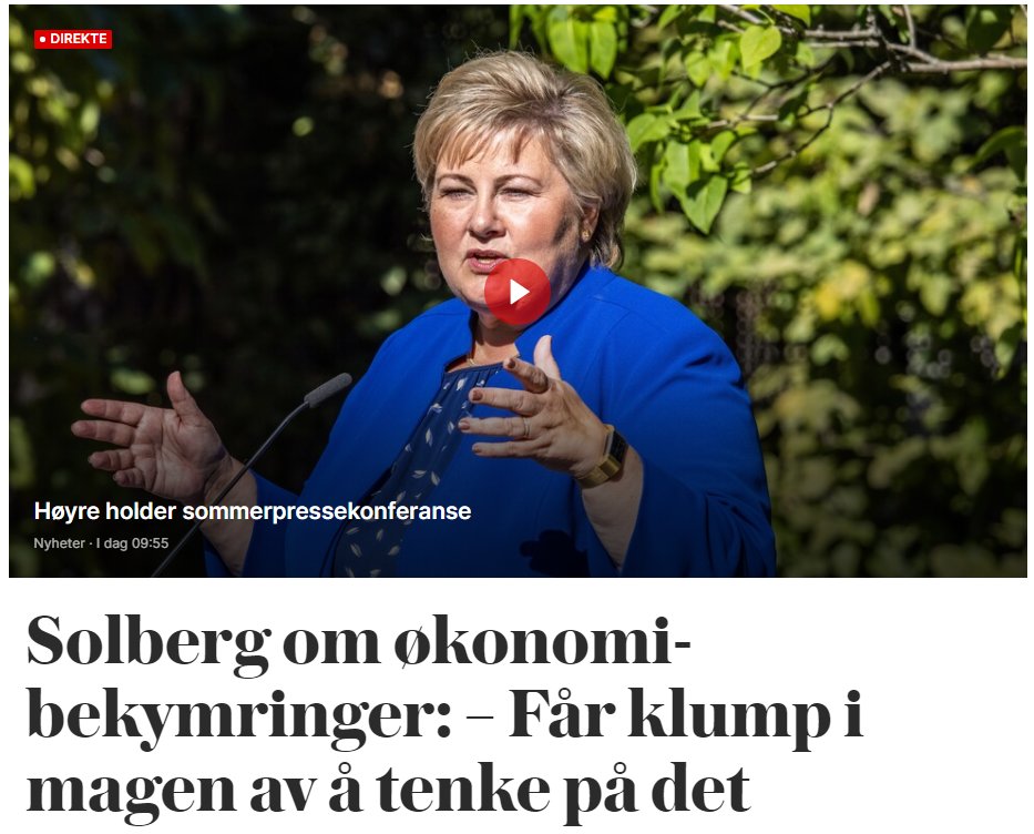 ...mens da hun var statsminister, tok hun fra barn brillestøtten, økte barnehageprisene år etter år og kasta syke folk på arbeidsavklaringspenger ut i fattigdom. Det er lettere å ha empati i opposisjon enn i posisjon, åpenbart