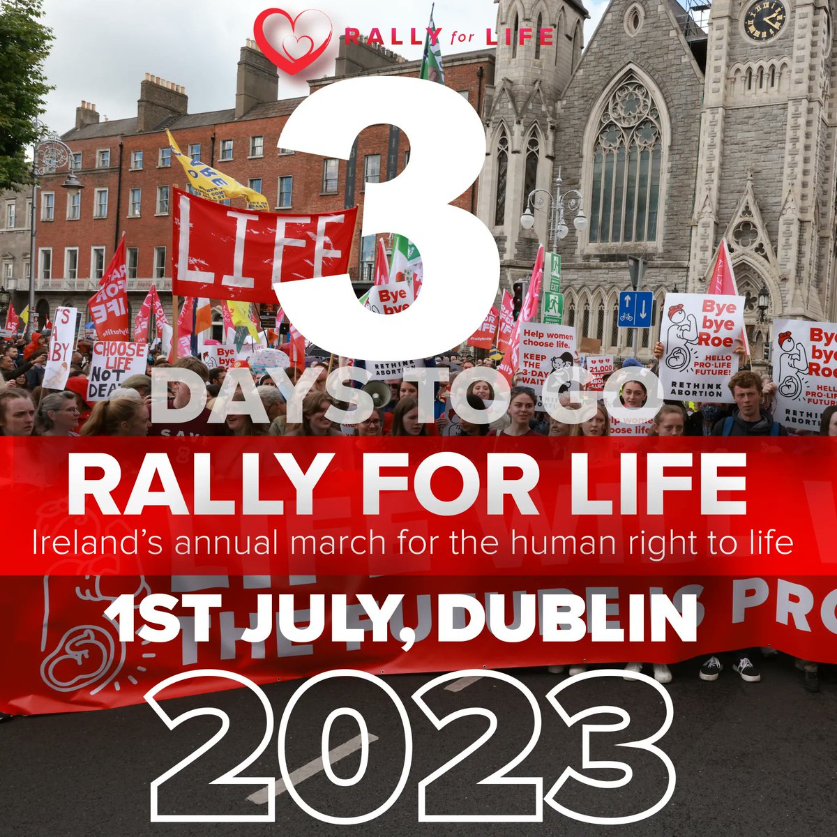 Only 3 DAYS until we Rally for Life! Are you as excited as we are? The Rally will gather at 1pm in Parnell Sq. 

Make sure you check out the RALLYFEST that will be taking place on Saturday before the Rally from 11am in Abbey Church right in Parnell Sq. 

#StopAbortingOurFuture