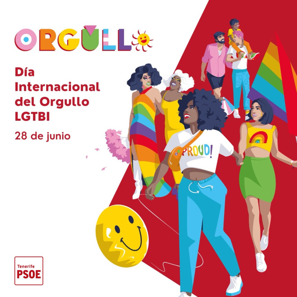 PSOETenerife's tweet photo. 🌈¡Feliz #Orgullo2023!🌈

Hoy, más que nunca, la bandera arcoiris es un mensaje de reivindicación, libertad y ORGULLO. 

Hacerla desaparecer es retroceder. 

Ni un paso atrás en los derechos #LGTBIQ 

🏳️‍🌈#orgullosafamiliasocialista https://t.co/9e7olIw2Ui