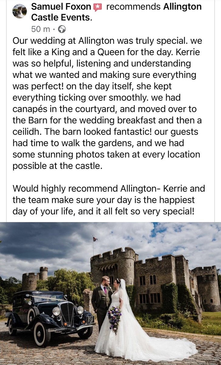 Wonderful! #castlewedding #KentCastle #fairytaleweddings #AllingtonCastle