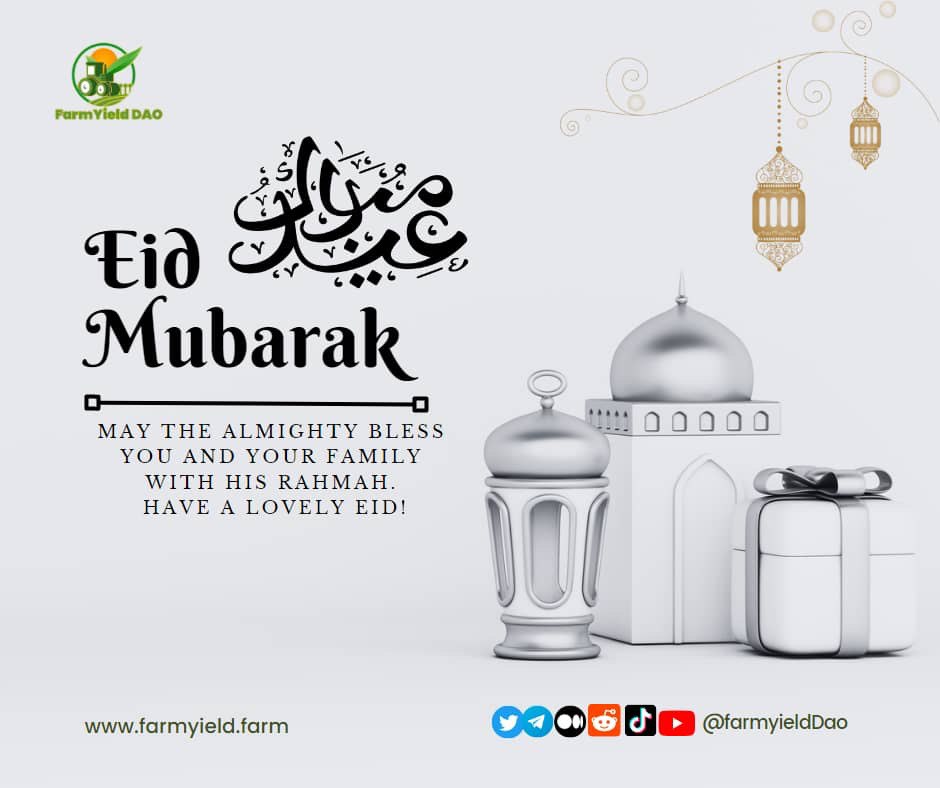 FarmyieldDao's tweet photo. Eid-al-Adha brings us the opportunity to reflect on faith, compassion, and the spirit of giving. May this day bring you immense joy and strengthen the bonds of love in your lives. Eid Mubarak! #EidGreetings https://t.co/9aIHBxWiUH