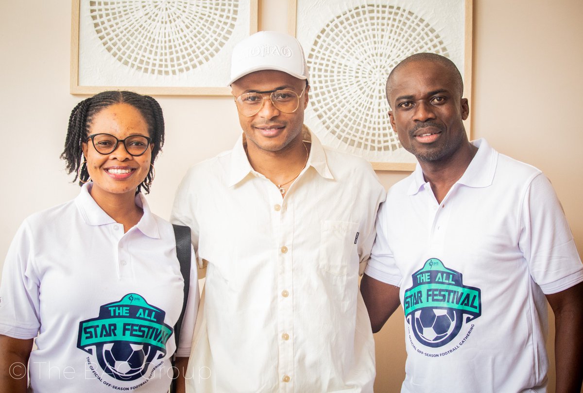 Captain of the @GhanaBlackstars,Andre Ayew with the CEO of @thebacgroup, @DrKoranteng and Administration lead of @thebacgroup @JKokui at the #AllStarFestival2023 . The stars were there! @usavranchesgh @DrKoranteng @