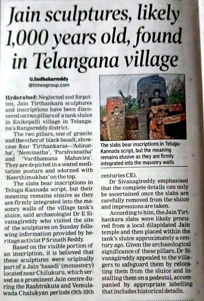 Jain sculptures, likely 1,000-yr-old, found in Telangana