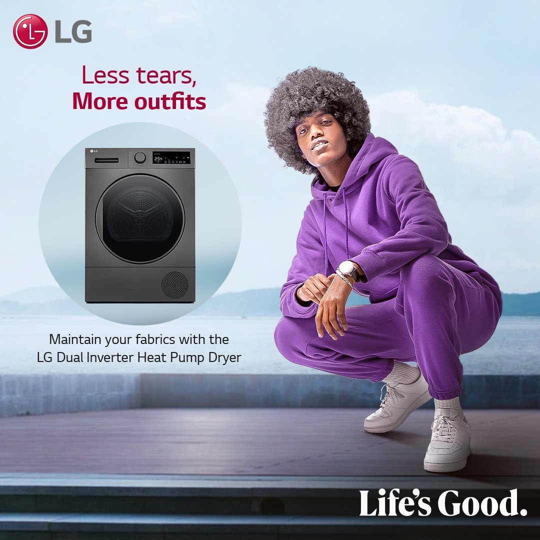 Enjoy more of your favorite clothing pieces thanks to the LG Dual Inverter Heat Pump Dryer. It assures you of less damage to clothes and more fluffiness.
Learn more here: lge.ai/6170O7vjI