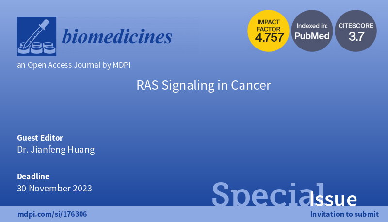 ZouArya's tweet photo. Open for #submission in the Special Issue "RAS Signaling in Cancer" https://t.co/9tYvy5lhRS #mdpibiomedicines via @Biomed_MDPI https://t.co/JLp4dtKFRt