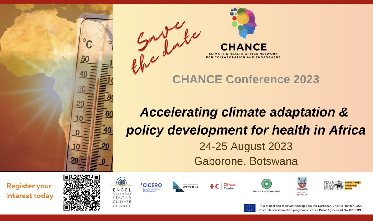 📢We want to announce the 2nd #CHANCENetwork Conference to take place 24th &amp; 25th August 2023 at Protea Hotel (Masa Sqaure) in Gaborone, Botswana.

The conference is hybrid, with option to attend in person &amp; virtually.

Please register your interest surveymonkey.com/r/CHANCE2023