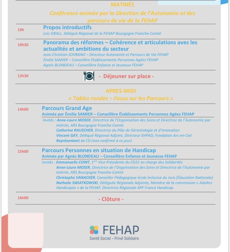 Fehap_BFC's tweet photo. Journée Régionale FEHAP
« Les parcours au cœur des réformes médico-sociales: l’exigence de la cohérence »
Merci à l’ARS BFC, le CD 21, le CD 71, le PGI, l’éducation nationale et la DA de la Fehap pour leurs participations à cette journée 
#fehap #Privesolidaire https://t.co/T7cqeoHTPy