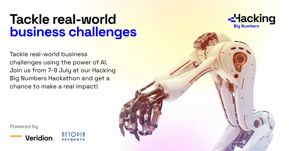 💼 Tackle real-world business challenges using the power of AI. Join us from 7-9 July at our Hacking Big Numbers Hackathon and get a chance to make a real impact!

Register for free here:

-> veridion.com/hackingbignumb…

#HackingBigNumbers #AI #BusinessData