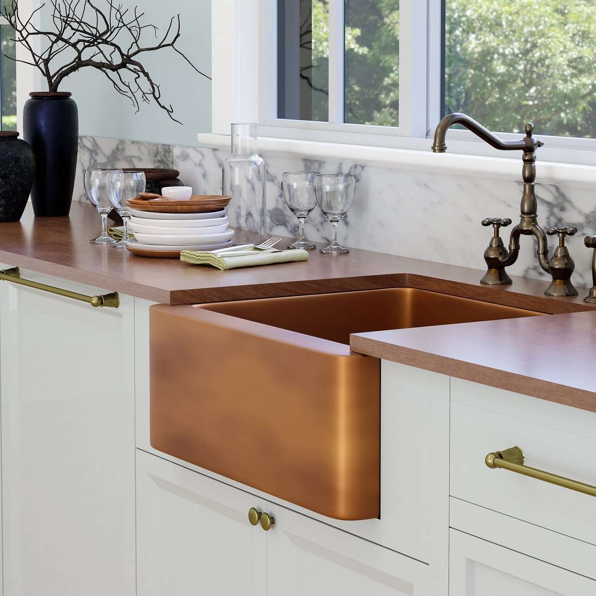 This copper farmer sink will is a classic sleek design, and smooth front.

#barclayproducts #homedecor 
#homedesign #interiordesigner 
#interiordecorating #moderndecor😎😎😎 DecorIdeas #Maythe4thbewithyou #LED #OlderAmericansMonth  
Original: BarclayProducts