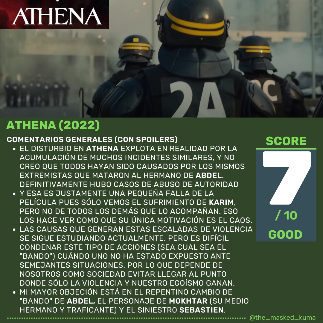 The_Masked_Kuma's tweet photo. #athena (2022) THOUGHTS/IMPRESIONES!

AN UNIQUE SHOWING OF THE VICIOUS CICLE OF VIOLENCE, RESENTMENT, INDIFFERENCE AND SELFISHNESS OF WHICH WE ARE ALL PART OF

#movies #films #moviereviews #filmreviews #athena #romaingavras #samislimane #dalibenssalah #quassiniembarek #karimlasmi https://t.co/4XVHDh3NaN