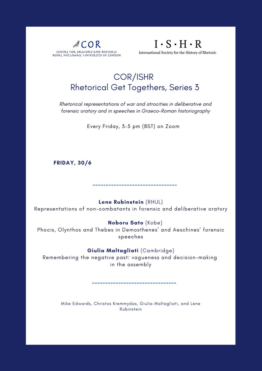 Join us this Friday for the last instalment of the Rhetorical Get Togethers 3.0! <a href="/ClassicsRHUL/">Classics@RHUL</a> <a href="/COR_RHUL/">COR@RHUL</a>