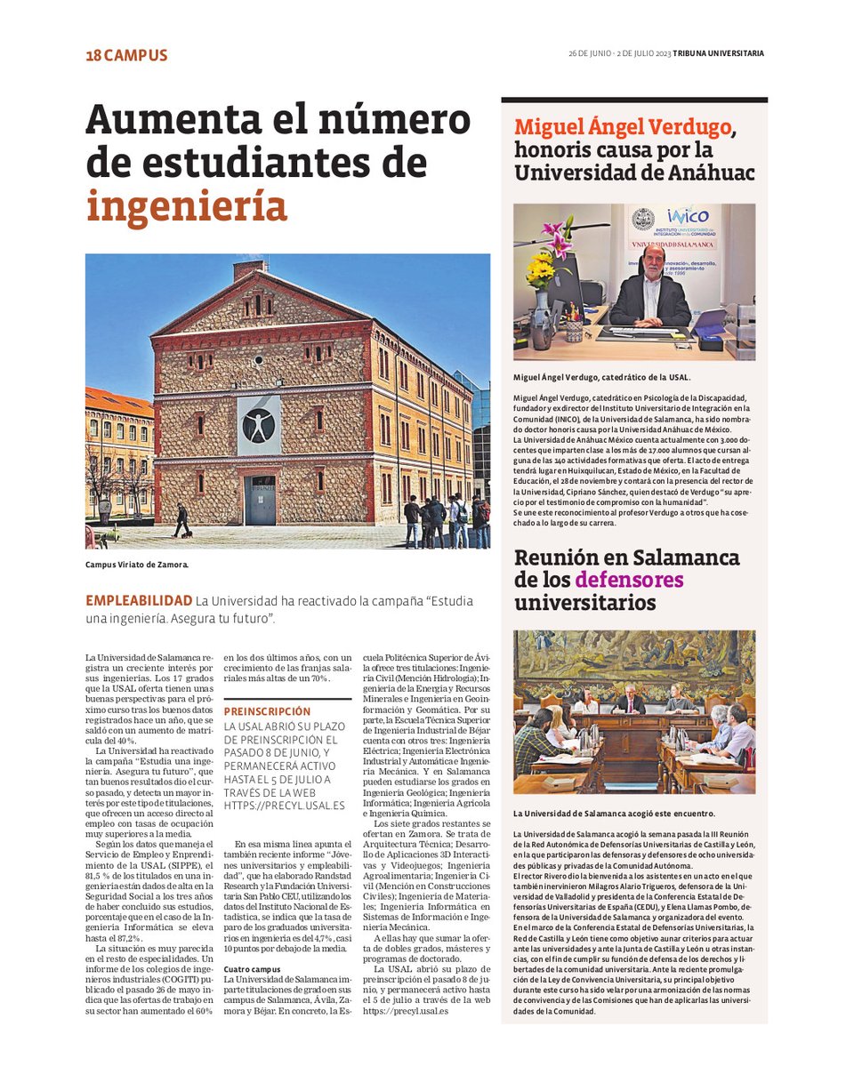 TribunaUni's tweet photo. 🔝Aumenta el número de #estudiantes de #ingeniería

🔛Ofertas de #empleo / #becas y #premios para estudiantes y #titulados

#universidad #grado #salamanca https://t.co/kdOHDQaa29