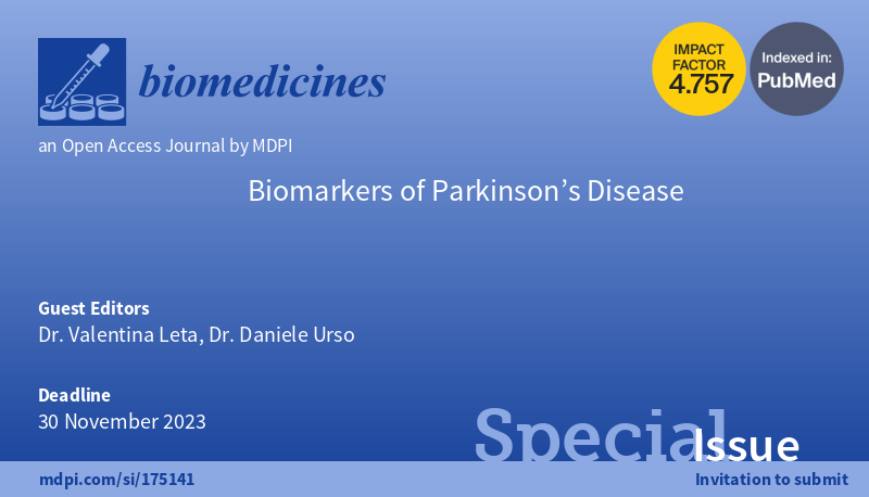 ZouArya's tweet photo. Open for #submission: Special issue "#Biomarkers of #Parkinson’s Disease" https://t.co/OW0C71M13t #mdpibiomedicines via @Biomed_MDPI https://t.co/BaMgDT1Rf8