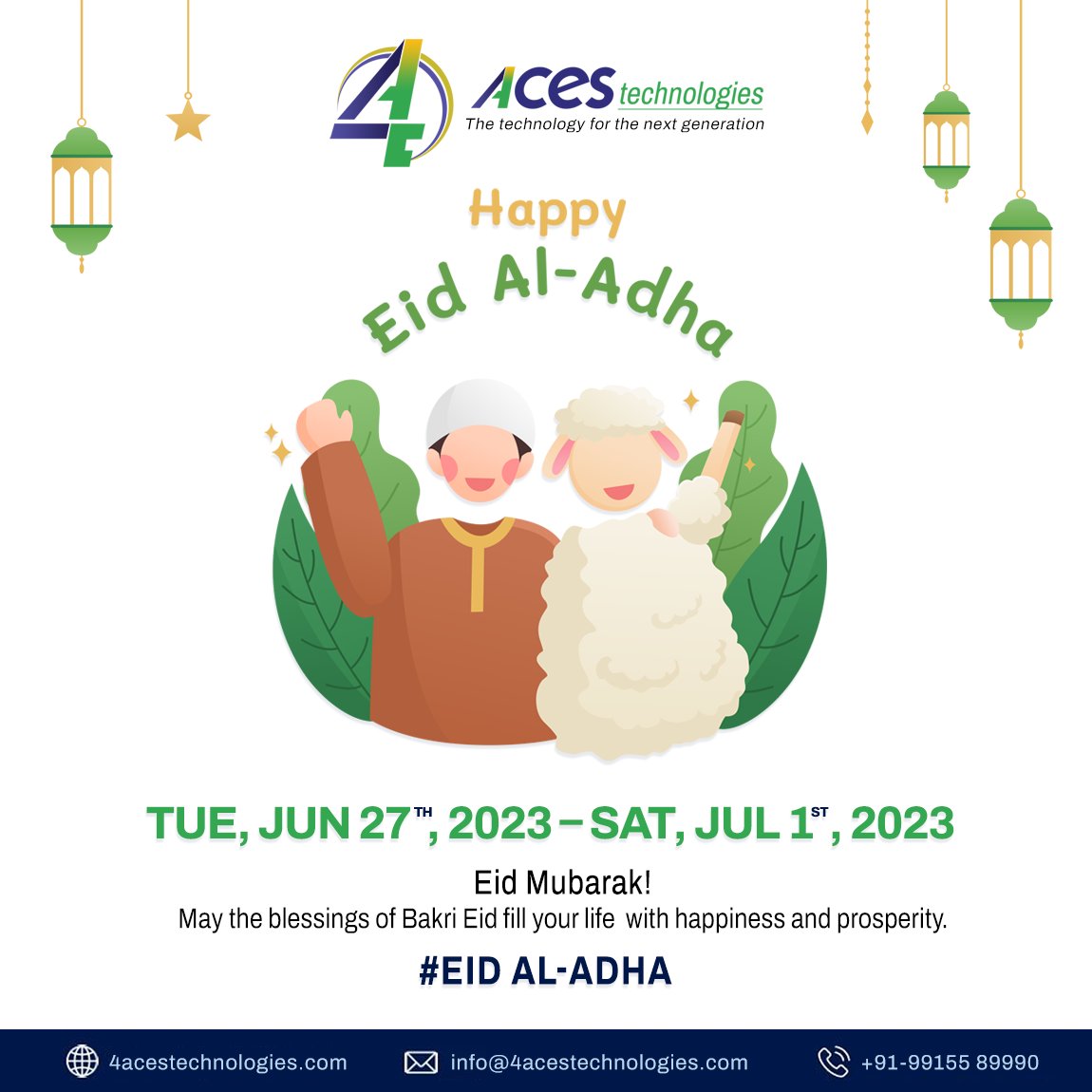 4acestech's tweet photo. Happy Eid Al-Adha Mubarak 🐐🕌🕋
May Allah accept your good deeds, forgive your transgressions and sins and ease the suffering.
Tue, Jun 27, 2023 – Sat, Jul 1, 2023
#eidmubarak #eidaladha #dubai #iran #saudiarabia #islam #islamic #4acestech #Designing #Development #SEO #eCommerce https://t.co/l9VvfUujKM