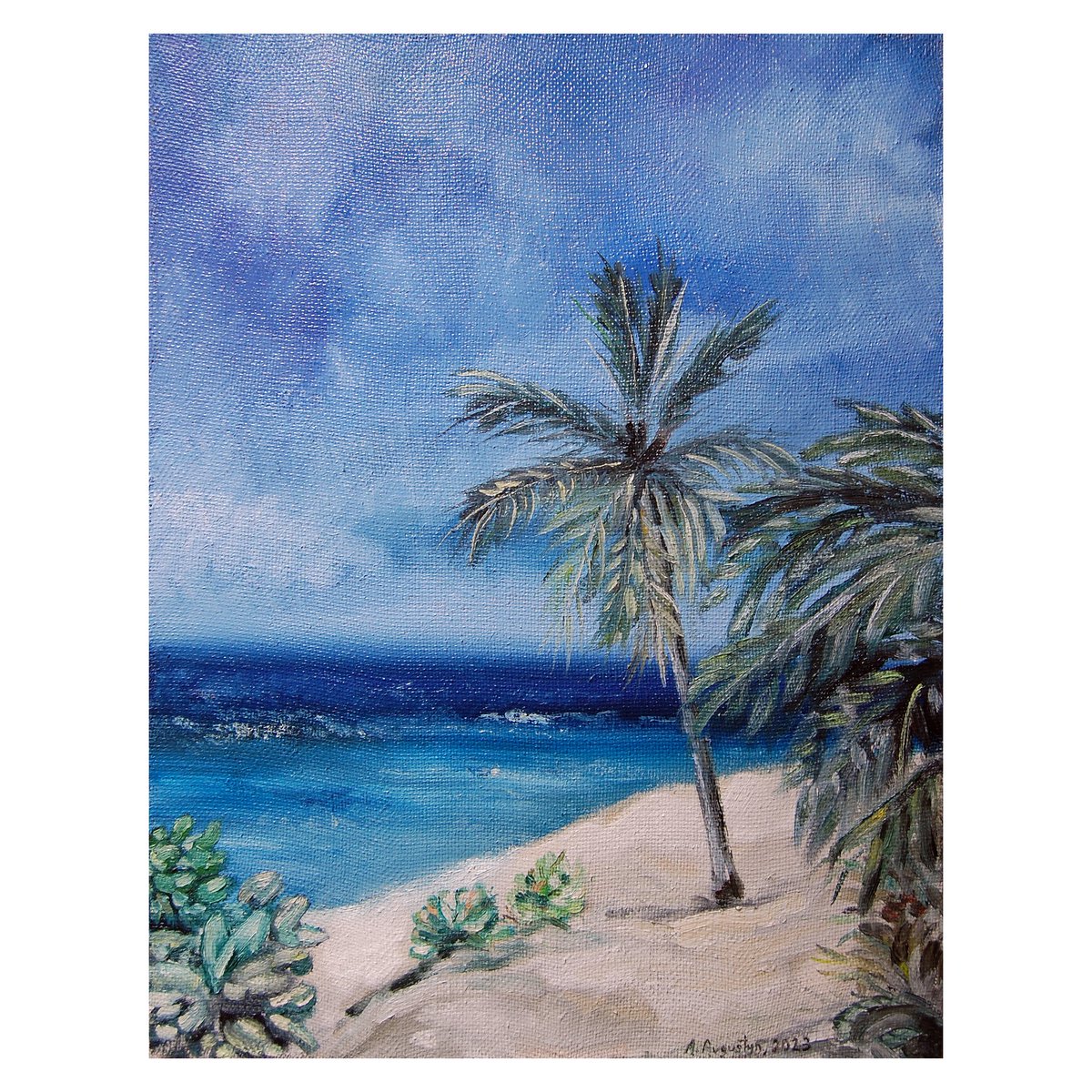 New #oilpainting on #jutecanvas 🌴#fineartpainting #beachpainting #paradisebeachpainting #artistsoftwitter #paintings #landscapepaintings #sun #sky #wallart #canvaspainting #artforsale #paintingsforsale #painting