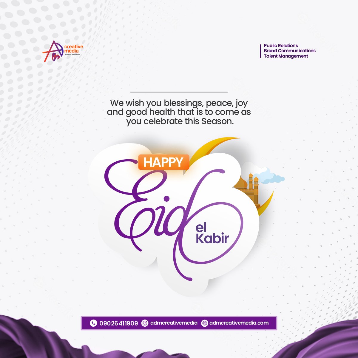 May this day bring you nothing but love, happiness, harmony, and lots of laughter. 

To all of you, a happy Eid-El-Kabir!

#admcreativemedia #eidelkabir  #publicrelationsagency