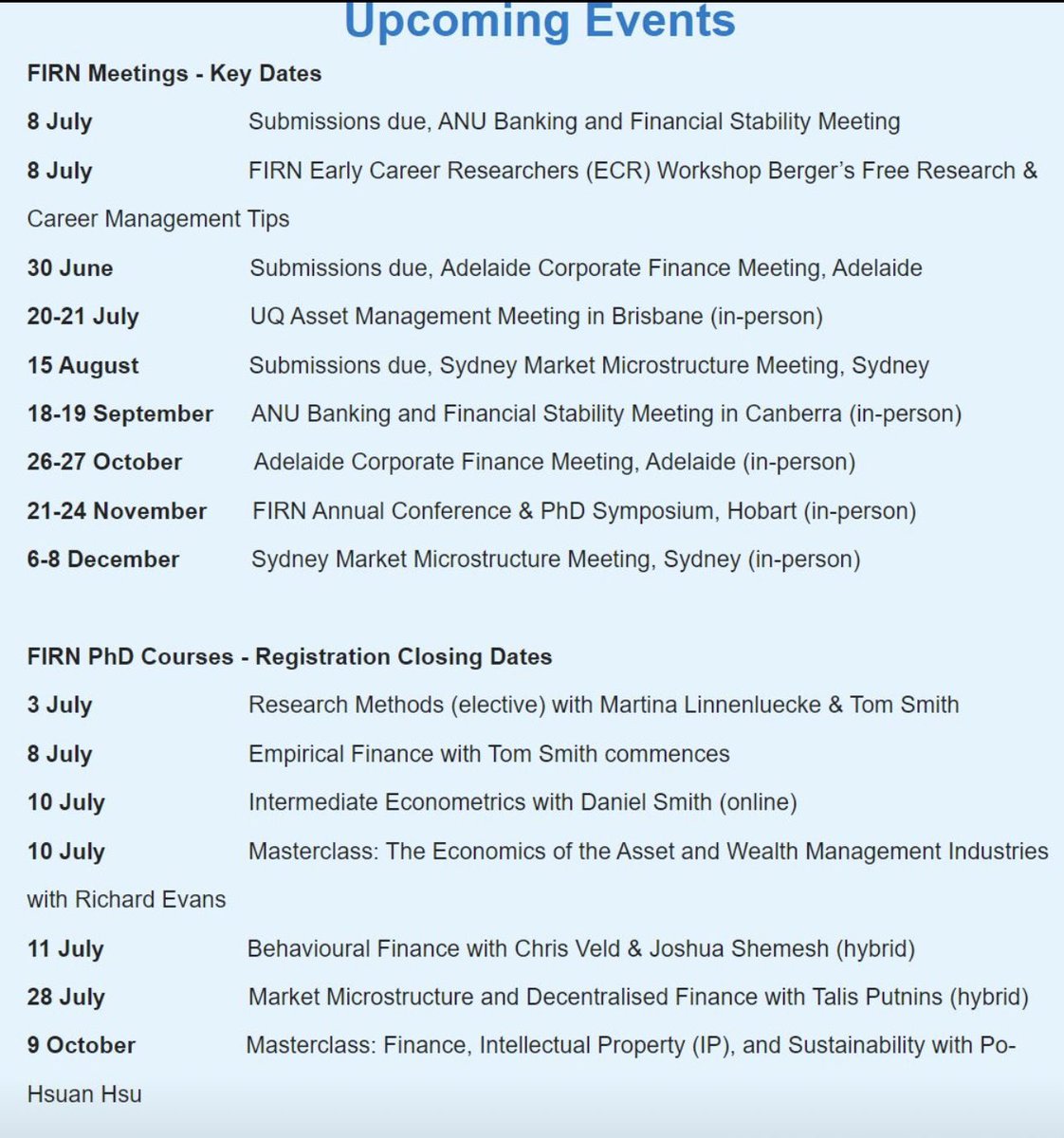 We have a series of exciting research events in the coming months taking place in institutions across the country! Please check the calendar and deadlines below. We look forward to seeing you! #EconTwitter