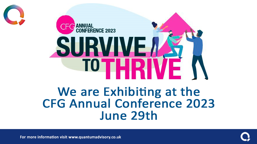 QuantumAdvisory's tweet photo. Tomorrow Quantum Advisory is exhibiting at the annual Charity Finance Group Annual Conference. The conference is the biggest CFG event of the year for charity finance professionals. Read more here https://t.co/RoyD2Y2S6d
#CFGAnnualConference #smallschemes #salarysacrifice https://t.co/6j2Nc7WlnU