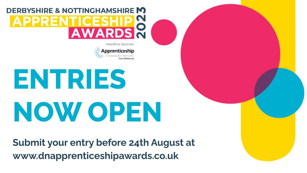 HaroldineL's tweet photo. Thinking of entering the Derbyshire &amp; Nottinghamshire Apprenticeship Awards and need help with your entry? Join our FREE awards entry writing masterclass taking palce TODAY 28th June at 10am hosted by Pure Awards - find out how you can impress the judges - https://t.co/7idkzbNhAs https://t.co/6q2aof4niK