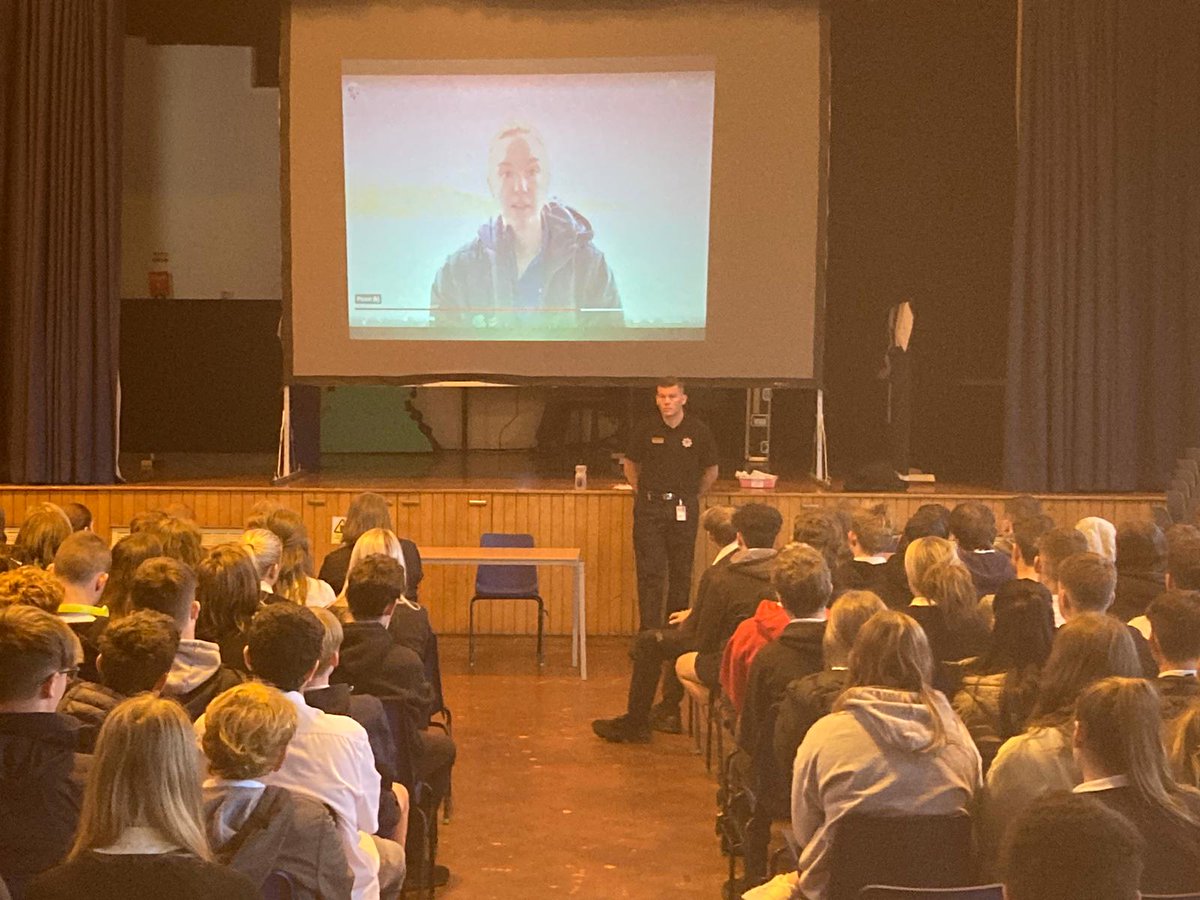 DGfire_safety's tweet photo. DG CAT Jamie  delivering water safety message  at Castle Douglas High School. 500 pupils. Also covered deliberate fire setting and derelict buildings. @PSOSDandG @YOUTHWORKDG #watersafetyscotland @scotfire_DG @ScottIrving11 https://t.co/8t8b0wSrEP