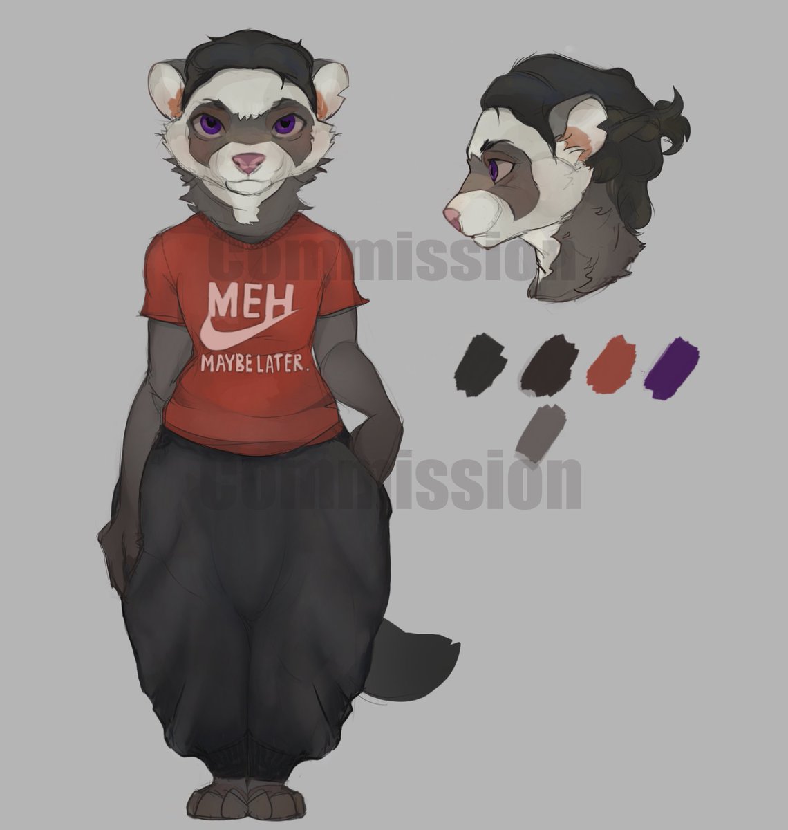 For @JTGrimsley <33 Thank you for the likes and reposts 🖤 #Furry #furryart #Fursona #Ferret