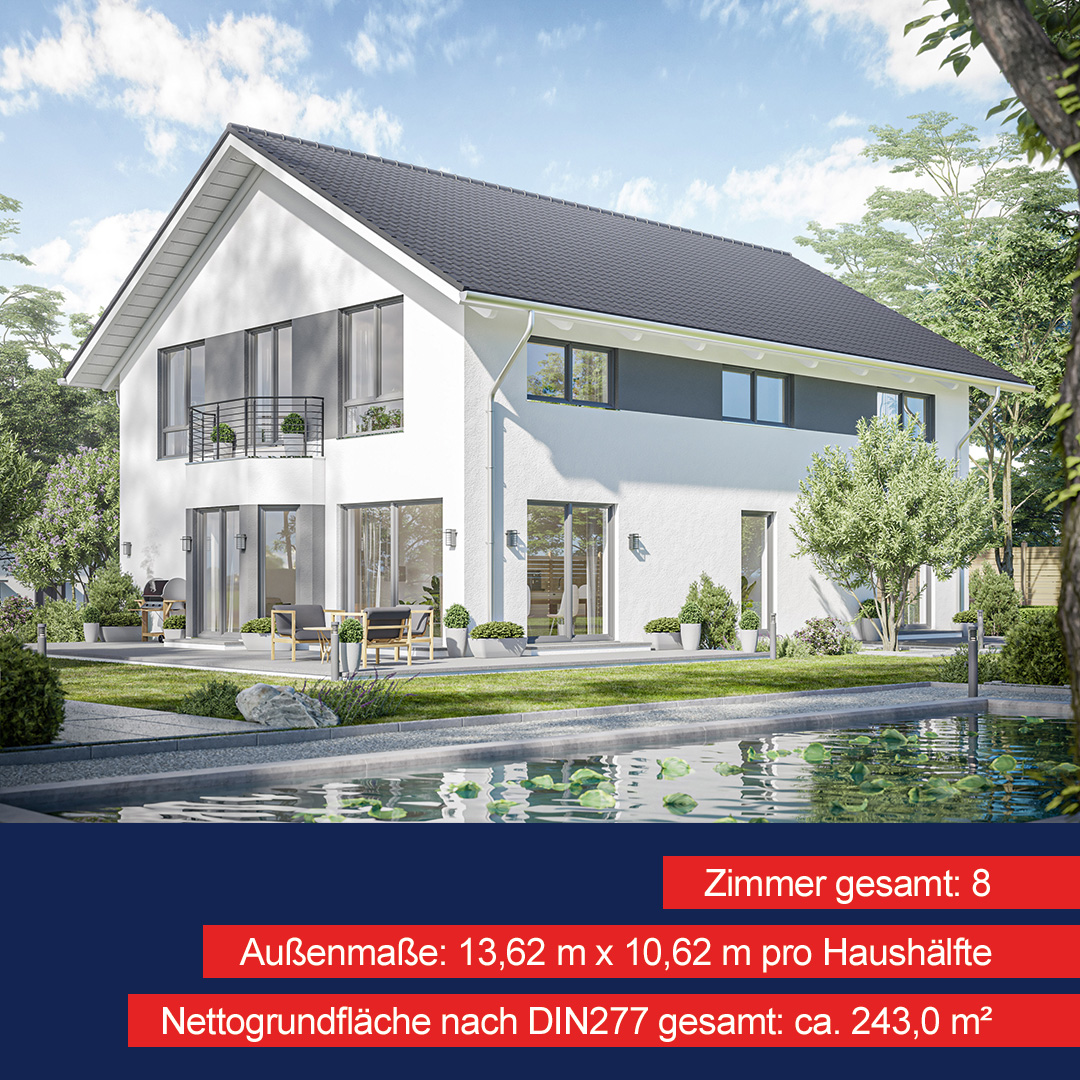 spreehaus's tweet photo. Alle unter einem Dach 🌞
auf den ersten Blick kommt dieses Mehrfamilienhaus klassisch daher. 
➡️ Nettogrundfläche nach DIN277 gesamt: ca. 243,0 m²
➡️ Zimmer gesamt: 8
➡️ Außenmaße: 13,62 m x 10,62 m pro Haushälfte
https://t.co/HaNqLco0iI
#SpreeHaus #QualitätSteinAufStein https://t.co/ugqiLCGDMG