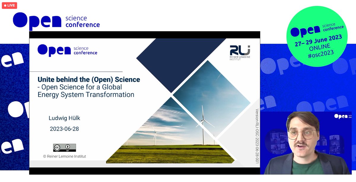 Starting the second day of #osc2023, <a href="/LudwigHuelk/">Ludwig Hülk</a> from <a href="/RL_Institut/">RLI</a> is talking about #OpenScience in the context of energy system research!