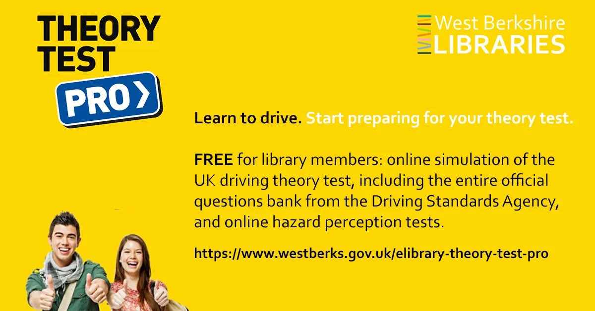 WBerksLibraries's tweet image. Remember that if you are thinking about learning to drive or just want to brush up your current driving skills, your #WBerksLibraries membership card number will give you FREE online access to #TheoryTest Pro: buff.ly/3w0GoRP