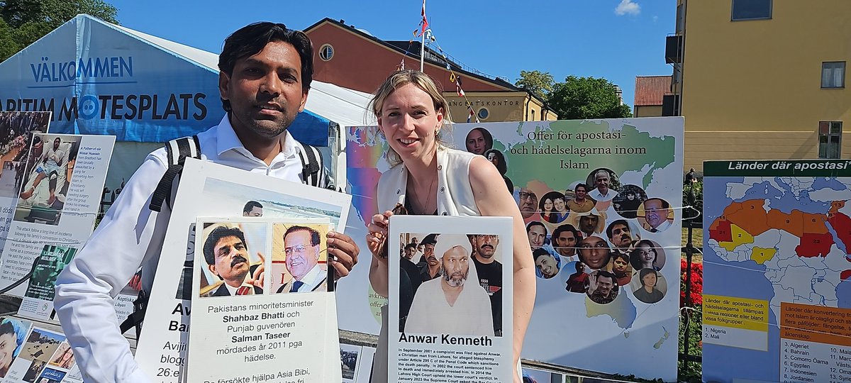 SetMyPeopleFree's tweet photo. Mirjam and Joseph called on Sweden to advocate for the release of Anwar Kenneth and the importance of keeping the repeal of anti-blasphemy laws a priority. 
#blasphemyisnotacrime https://t.co/3uRhjqHAqh