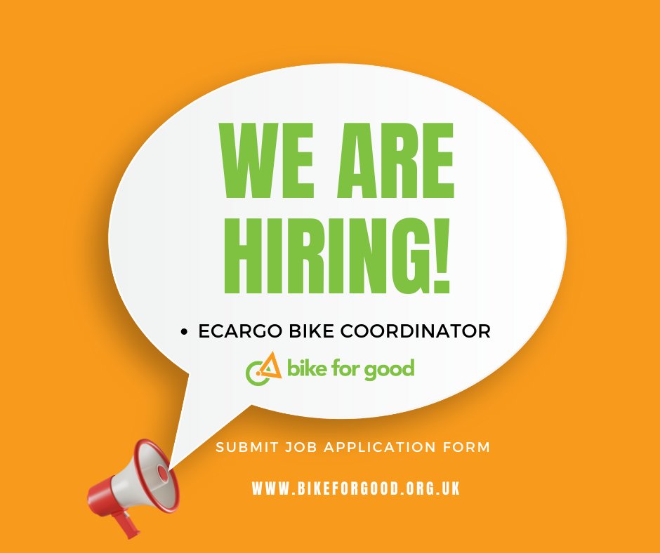 Join us! We're hiring an eCargo bike coordinator & Active Travel Coordinator (PCAT and cycle lessons). Shape the future of active travel and promote eco-friendly transportation. Apply now to make a lasting impact on a greener and healthier Glasgow. bikeforgood.org.uk/about-us/join-…
