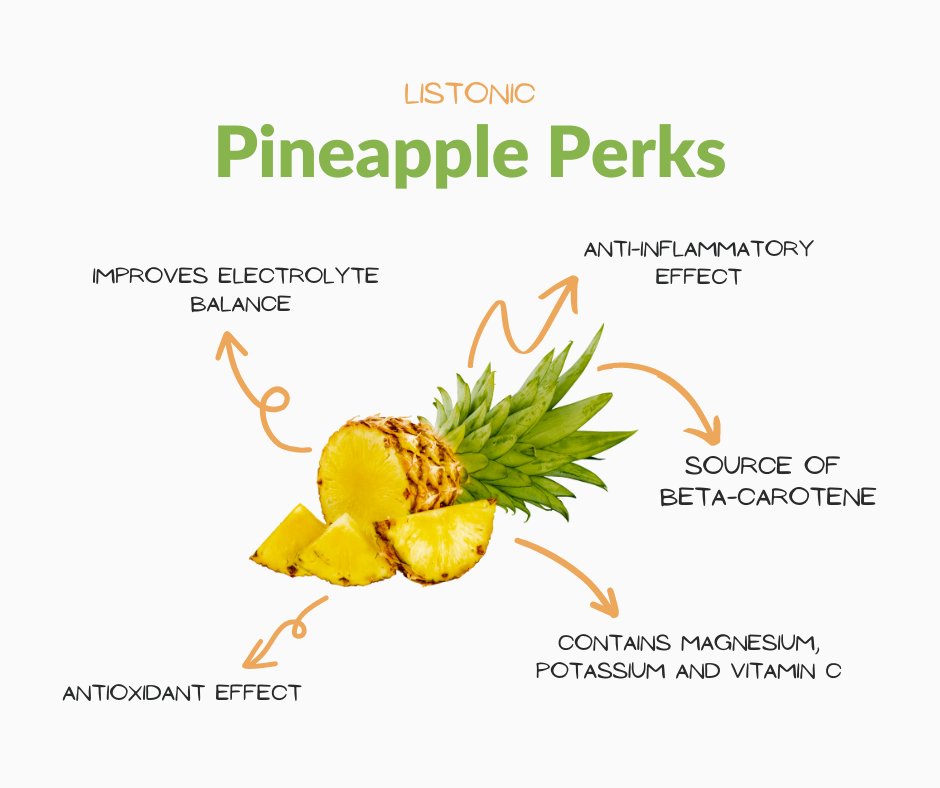 Rich in vitamins and minerals, pineapple supports your immunity and helps to keep the body hydrated 💪 As if that were not enough, it also has anti-inflammatory and antioxidant properties.