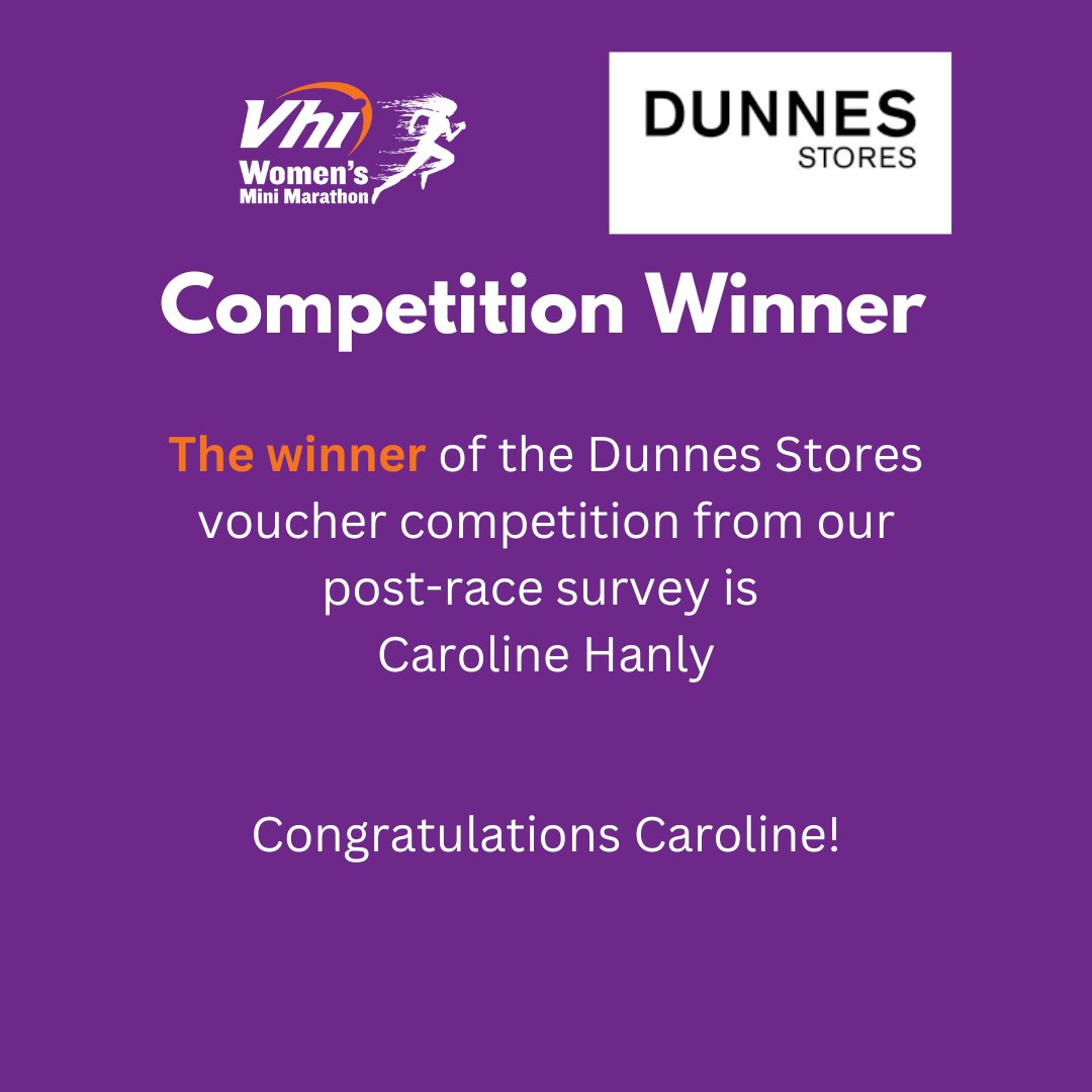 The winner of the Dunnes Stores Voucher from our Post-Race Survey competition is Caroline Hanley. Congrats Caroline and thank you to everyone else that took the time to take part in the survey. #Vhiwmm #ForMeForYou #vhiwomensminimarathon