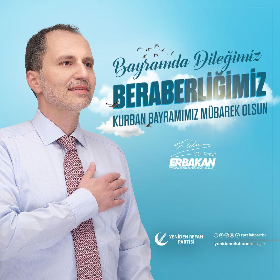 “Bayramda dileğimiz beraberliğimiz.”
Kurban Bayramımızın milletçe kalplerimizin yakınlaşmasına, kardeşlik bağlarımızın ve birliğimizin kuvvetlenmesine, huzur, adalet ve selamete ulaşmamıza vesile olmasını dileriz.
Aziz milletimizin ve İslam Alemi’nin Kurban Bayramı mübarek olsun.