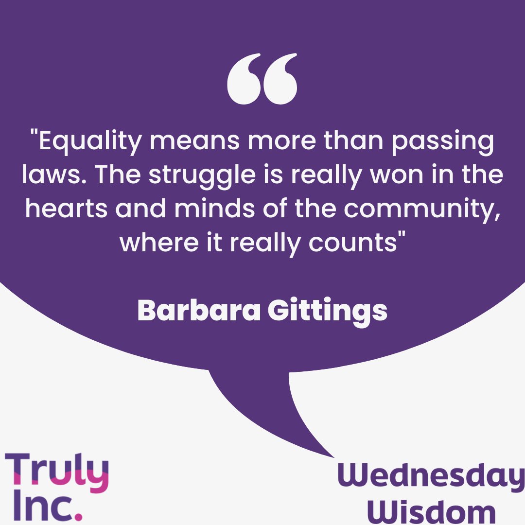 Truly Inc Group (@trulyincgroup) on Twitter photo It's time for some #WednesdayWisdom! Today, as part of Pride Month, how important equality is with a quote from pioneer LGBTQ+ activist Barbara Gittings 🏳️🌈
🖥️ trulyinc.org.uk
📲 0114 470 1201
📧 info@trulyinc.org.uk It's time for some #WednesdayWisdom! Today, as part of Pride Month, how important equality is with a quote from pioneer LGBTQ+ activist Barbara Gittings 🏳️🌈
🖥️ trulyinc.org.uk
📲 0114 470 1201
📧 info@trulyinc.org.uk