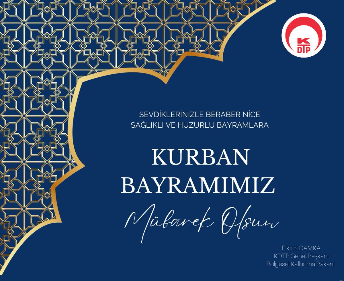 Kurban Bayramı’nın, ülkemize, milletimize ve tüm İslam alemine sağlık, huzur ve mutluluk getirmesi temennisi ile kesilen kurbanların ve edilen duaların kabulünü Yüce Allah’tan diliyor, hayırlara vesile olmasını diliyorum.
 
Bayramınız Mübarek Olsun.