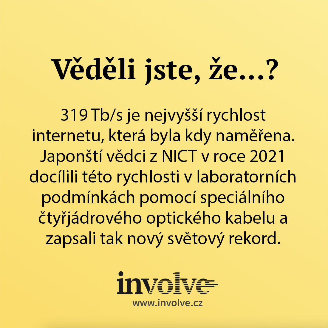 InvolveCz's tweet image. Přicházíme s další zajímavou informací ze světa technologií, o které jste možná neměli ani ponětí. Byť to zní skvěle a nadějně, nejspíš nás taková rychlost internetu doma v blízké budoucnosti nečeká. 😁👇