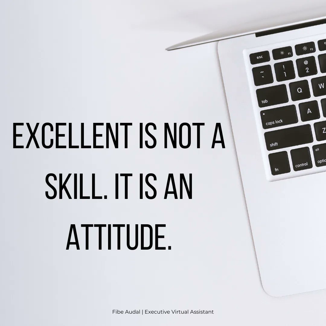 Excellence is not a skill. It is an attitude. #ExecutiveVirtualAssistant #BookeepingVA #EcommerceSpecialist