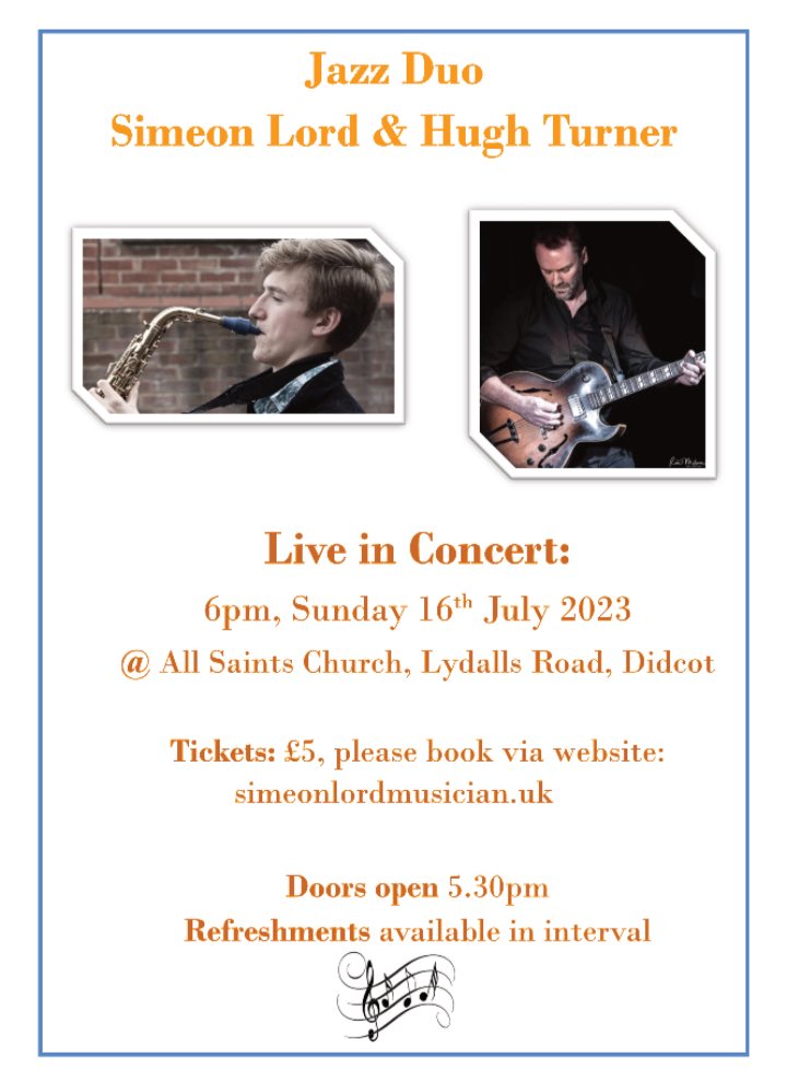 Join DSF student, Simeon Lord and local professional and brilliant guitarist, Hugh Turner in concert in July. This is a show sure to impress and a real display of local (and outstanding) talent.