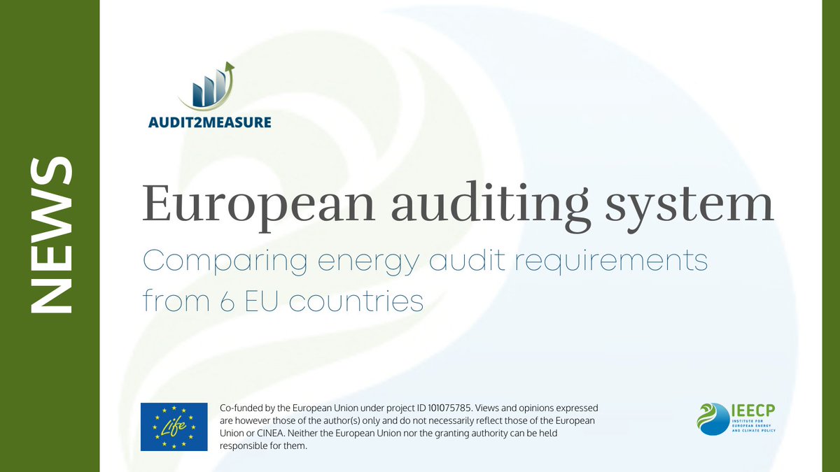 Looking for an overview of #energyaudit obligations across Europe🇪🇺?

Look no more❗️ #AUDIT2MEASURE has just released a brief on #energyefficiency duties in #Czechia, #Germany, #Greece, #Italy, #Spain, and #Netherlands.

Read it here➡️ ieecp.org/publications/o…
#LIFEAmplifier