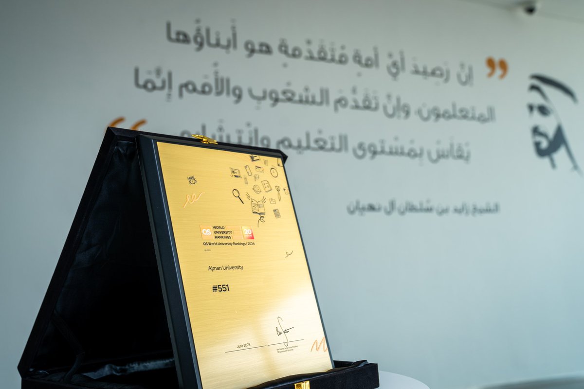 AjmanUniversity's tweet photo. جامعة عجمان ترتقي إلى القمة! 🚀 حيث حققت المرتبة 551 على المستوى العالمي، أي ضمن أفضل 1.75% من الجامعات في العالم. 🌎 كما حققت جامعة عجمان المرتبة الثالثة عالميًا في فئة تنوع جنسيات الطلبة، والثامنة عالميًا في فئة تنوع جنسيات أعضاء هيئة التدريس. ومن خلال شراكتها الاستراتيجية مع الشركات والمؤسسات الرائدة محلياً، إقليمياً وعالمياً، ارتقت الجامعة إلى المرتبة 279 في فئة السمعة لدى جهات التوظيف على المستوى العالمي. ويشير هذا التصنيف إلى الثقة الكبيرة التي توليها الشركات والمؤسسات بخريجي جامعة عجمان وتقديرها لمهاراتهم ومستوى تأهيلهم. 💼
تهانينا الحارة لكافة منتسبي الجامعة! 🌟 

#AjmanUniversity #MakeItHappen #RiseToTheTop #QSWUR #HigherEducation #WorldRankings

@k_seghir @QSCorporate @TopUnis