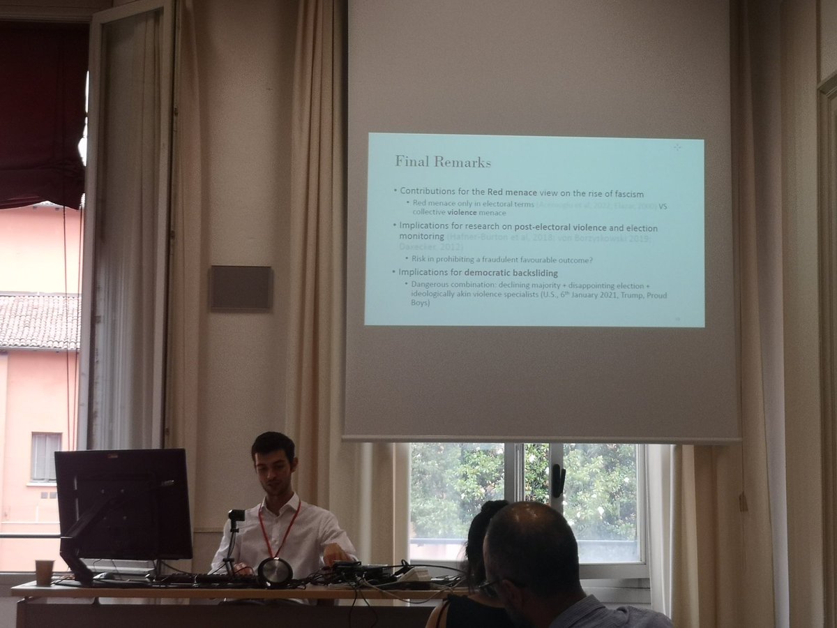 Vanessa A. Boese-Schlosser (@boesevanessa) on Twitter photo Fabio D'Aguanno presenting work (with <a href="/aruggeri_eu/">Andrea Ruggeri</a>) on post-electoral violence in Italy in 1921 with important implications for cases of #DemocraticErosion today.
#neps2023 Fabio D'Aguanno presenting work (with <a href="/aruggeri_eu/">Andrea Ruggeri</a>) on post-electoral violence in Italy in 1921 with important implications for cases of #DemocraticErosion today.
#neps2023