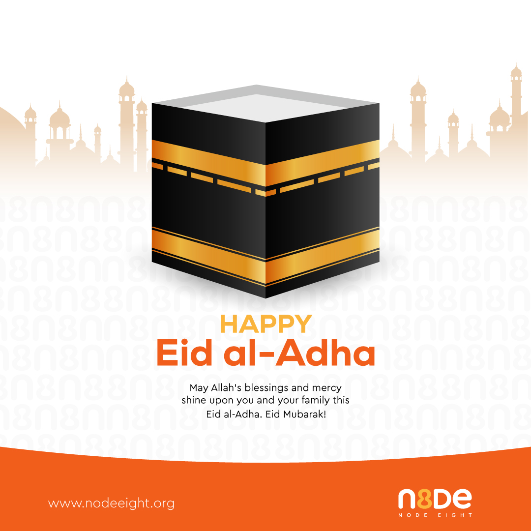 May Eid al-Adha's divine blessings fill our lives with peace, prosperity, and joy. On this day, we send warm wishes and heartfelt greetings to you.

Eid Mubarak! 🕌

#nodeeight #DigitalInnovationHub #EidMubarak2023