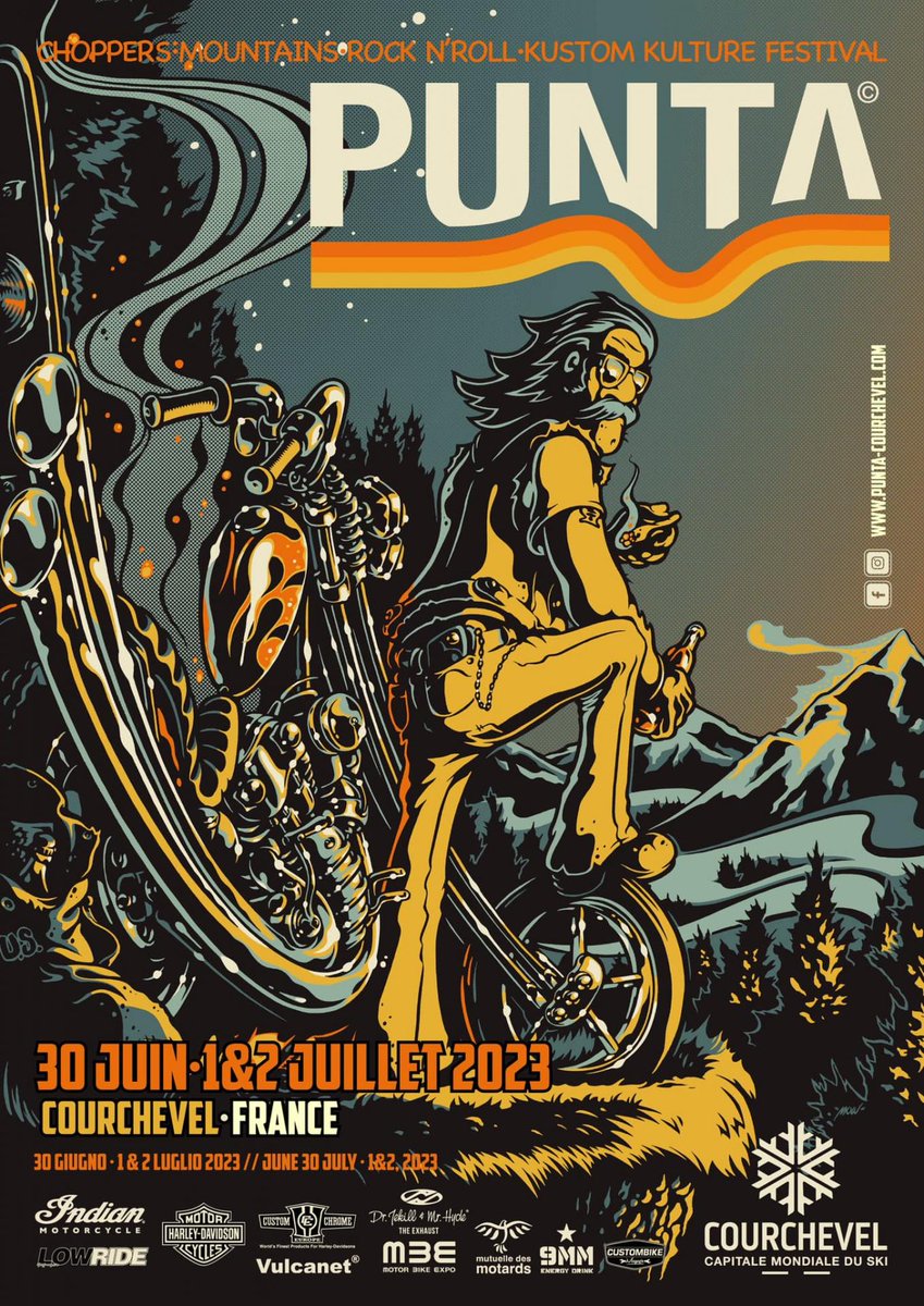 FlibustierParis's tweet photo. 🏍 Ce week-end nous seront à Courchevel à #PUNTABAGNA International de vendredi à dimanche avec une sélection de nos créations !
Choppers, Customs, Clubstyle, Concerts, Shows et village exposants pendant 3 jours dans un des plus beaux panoramas d'Europe. https://t.co/9xbArKzM2F