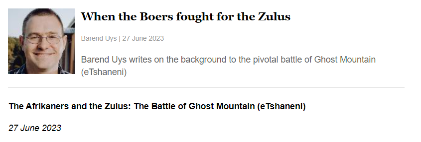 ConCaracal's tweet image. The Battle of Ghost Mountain: When the Boers fought for the Zulus

By my AfriForum colleague Barend Uys (@bpuys6).

Unlike most politicians in South Africa, Barend actually has phenomenal historical knowledge.

Via @Politicsweb

LINK: politicsweb.co.za/opinion/the-af…