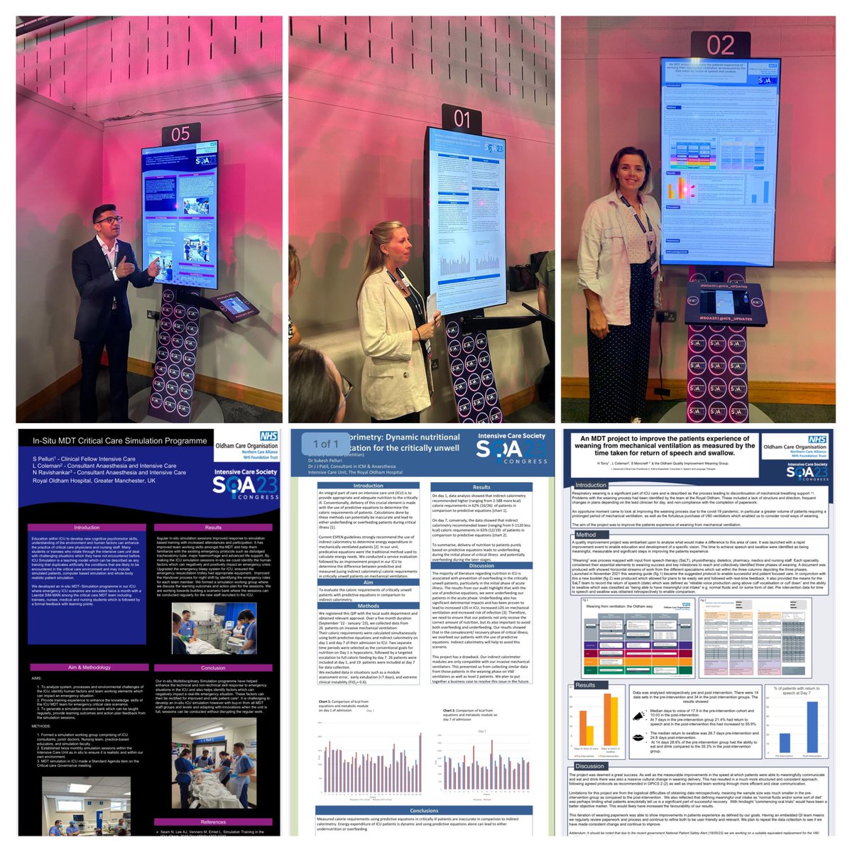 Great first day at #SOA23 We were really proud to be able to showcase lots of the amazing things that happen in our team in the poster presentations   #indirectcalorimetry #SIM #weaning #teamwork @OldhamCO_NHS 💙