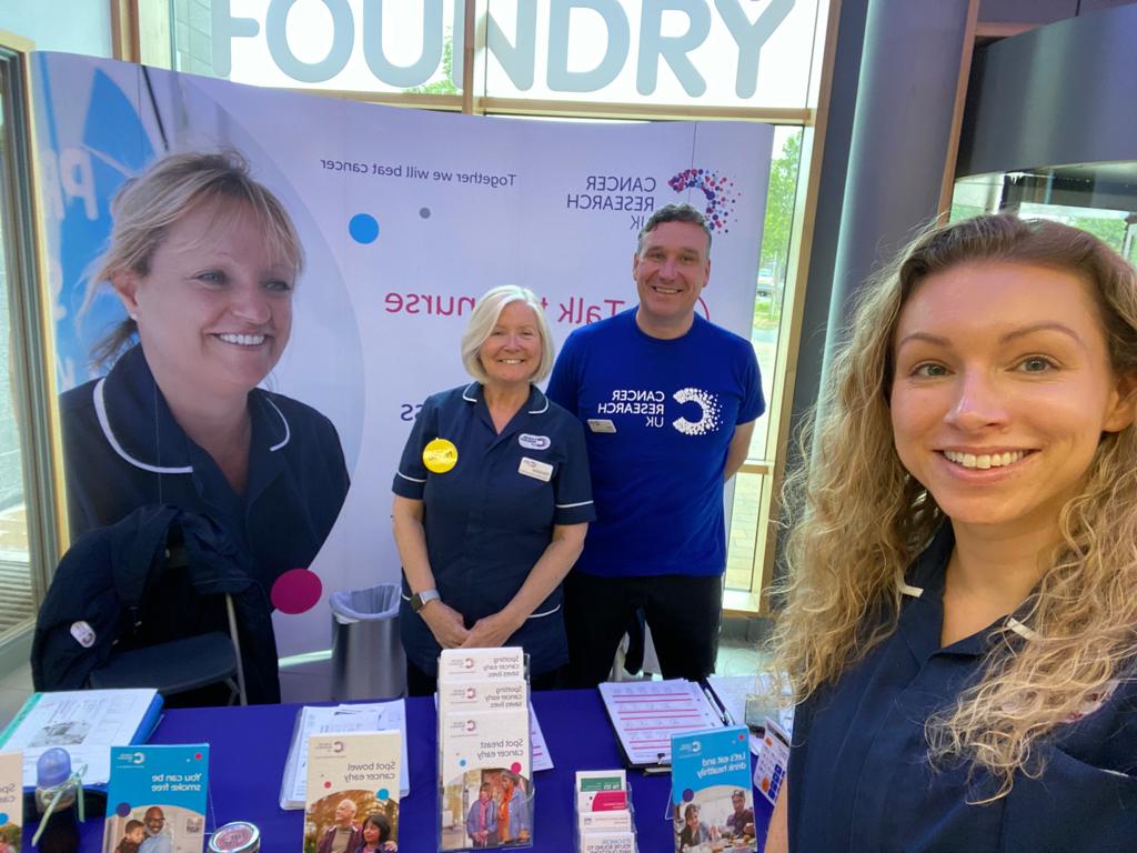 Good morning Barrhead 😊 the Roadshow is back in The Foundry today until 3pm. 

Chat to a nurse 🗨️
Pick up FREE health information ℹ️
Find out more about the signs and symptoms of cancer ⚠️

#spotcancerearly #reduceyourrisk