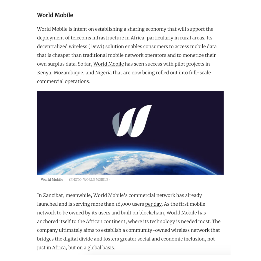WorldMobileTeam's tweet photo. 📰 NEWS: World Mobile named an innovator in Africa!

🎉 We're delighted to be acknowledged by @IBTimes for the work we are carrying out across the African continent.

👇 Read the full article via the link below.

🔗 https://t.co/KZxkAvgRp0

#WorldMobile #DeWi #Innovation https://t.co/XzJU9H0mHO