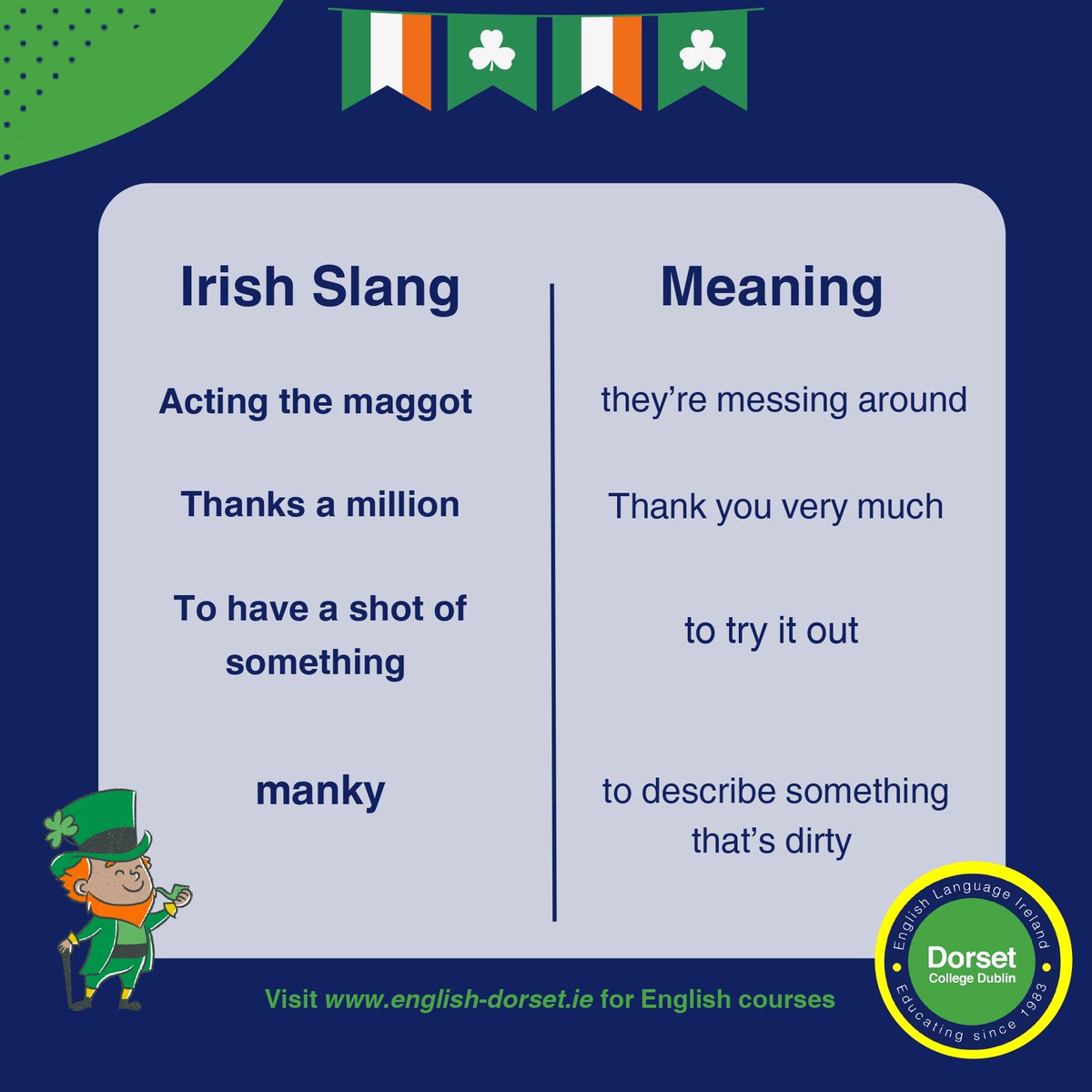Embracing the Craic with these Irish Slang Words!

What is your favourite Irish slang word?

#dorsetcollege #dublin #englishlanguage #irish #irishslang #irishslangwords #studyabroad #studyinireland